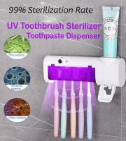 UV Sterilizer Holder for Toothbrushes and Toothpaste Dispenser