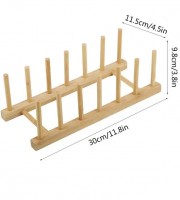 Multifunctional bamboo Book Storage, Kitchen Organizer, Plate Drain Rack